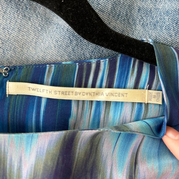 Twelfth Street by Cynthia Vincent Watercolor Silk Mini Dress Size M - Picture 3 of 4